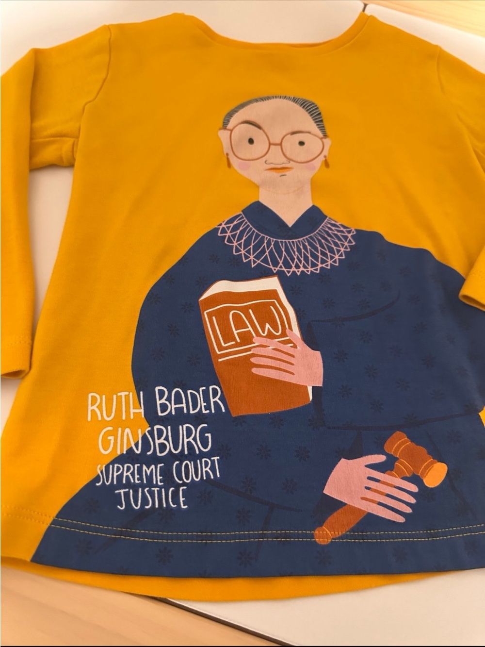 Piccolina Yellow Long Sleeve Justice Ruth Bader Ginsburg RBG Shirt 2T